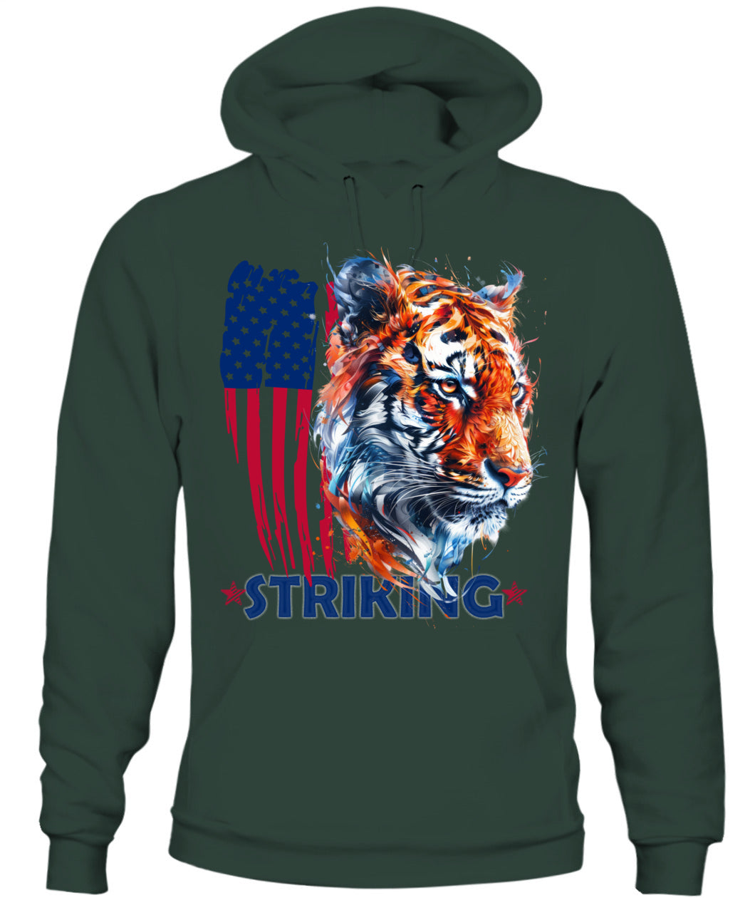 Striking Tiger American Flag Hoodie