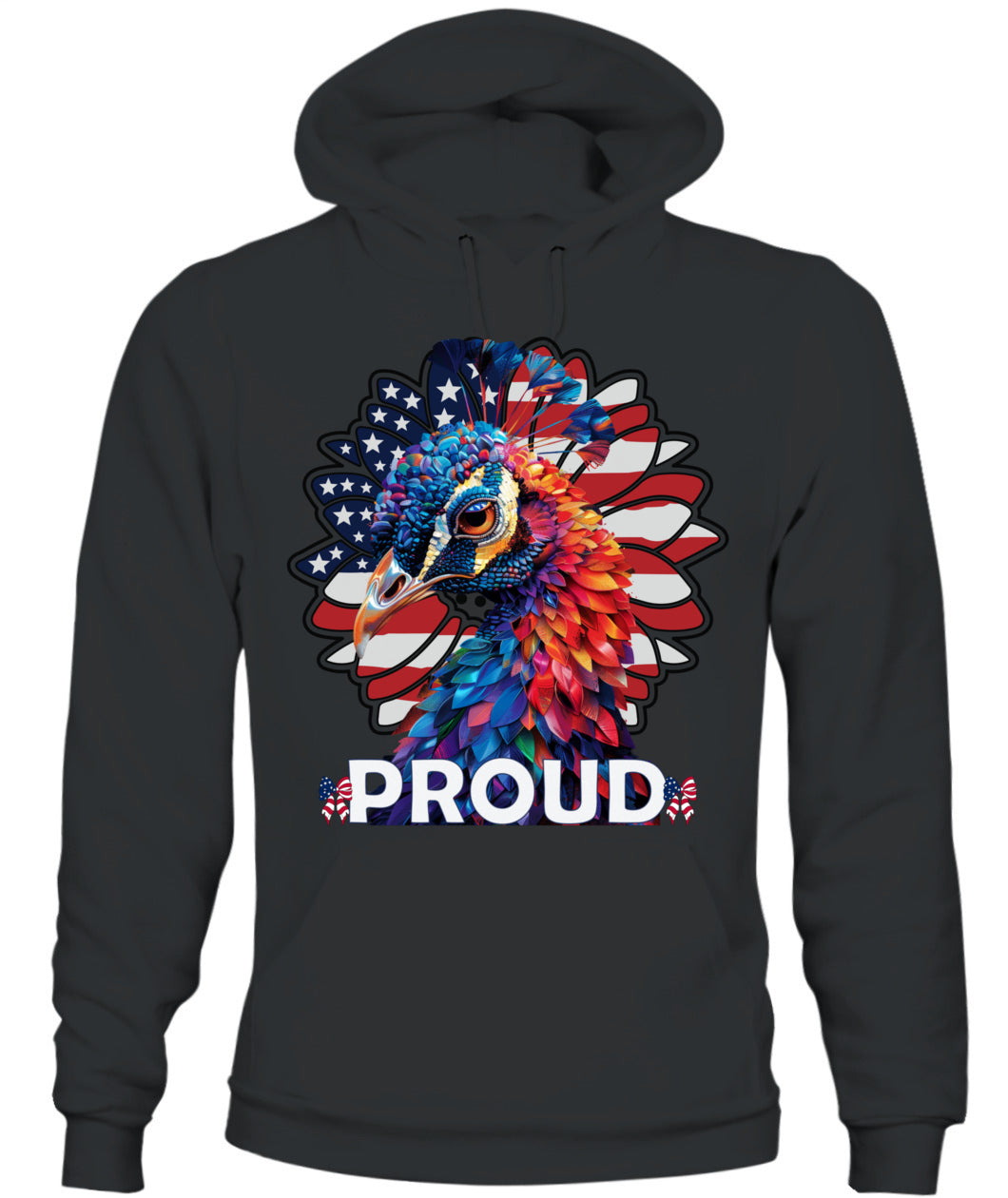 Proud Peacock American Flag Hoodie