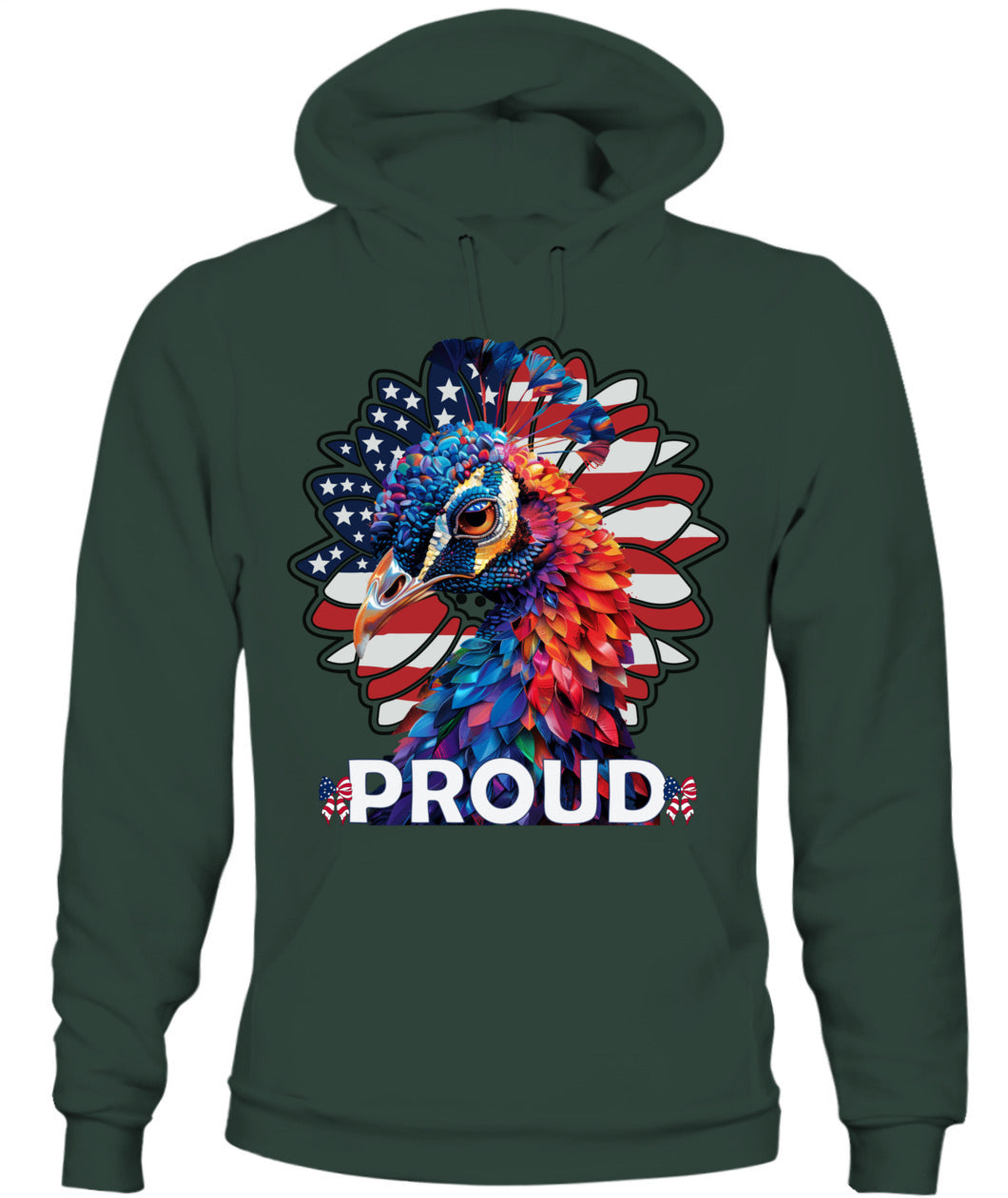 Proud Peacock American Flag Hoodie