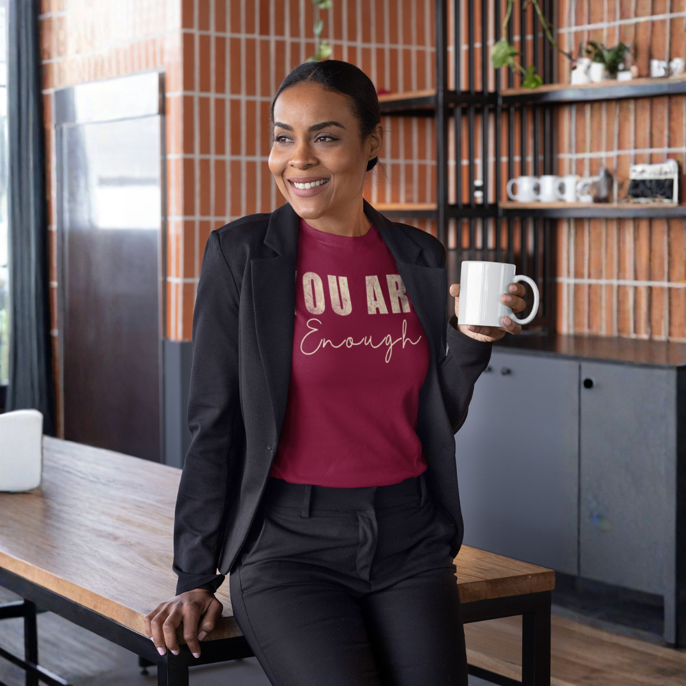 "You Are Enough" Distressed Typography Graphic Tee, Self Love Quote - Colorizeyou Unisex T-Shirt