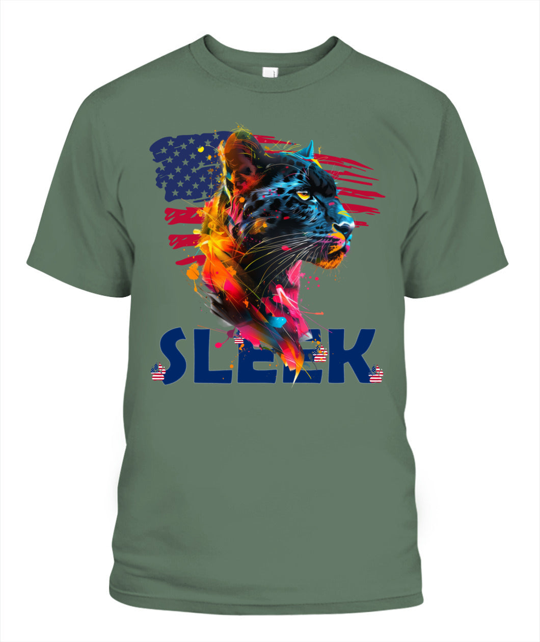 Sleek Panther American Flag Tee