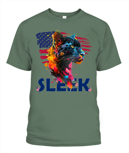 Sleek Panther American Flag Tee