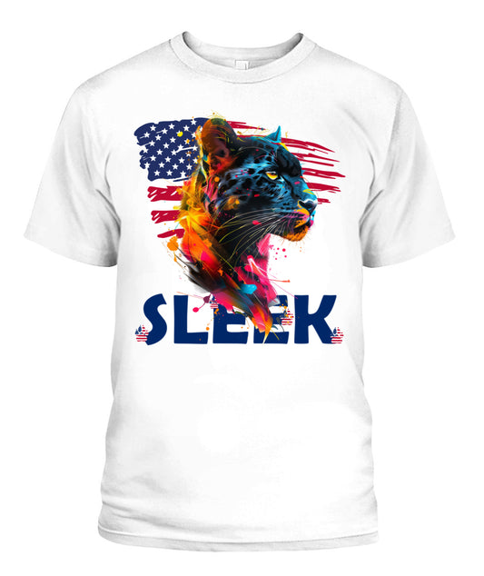 Sleek Panther American Flag Tee
