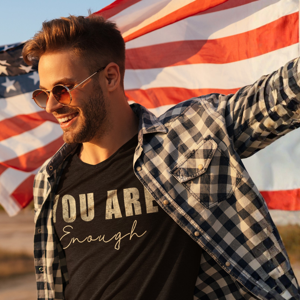 "You Are Enough" Distressed Typography Graphic Tee, Self Love Quote - Colorizeyou Unisex T-Shirt