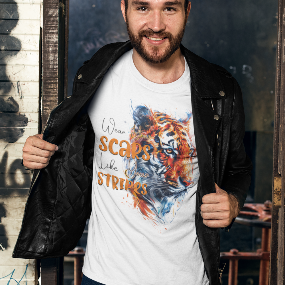 "Wear Scars Like Stripes" Tiger Motivation Unisex T-Shirt