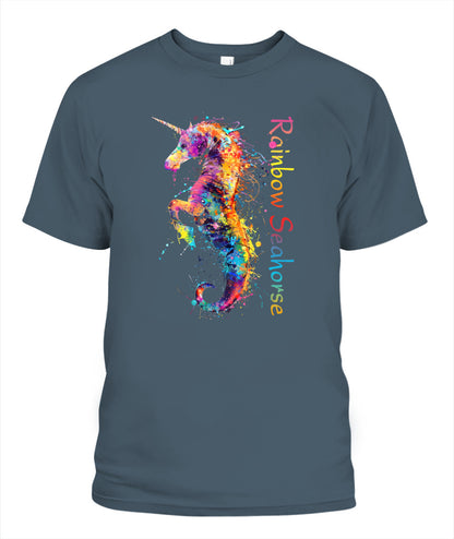 Rainbow Seahorse Unicorn Tee
