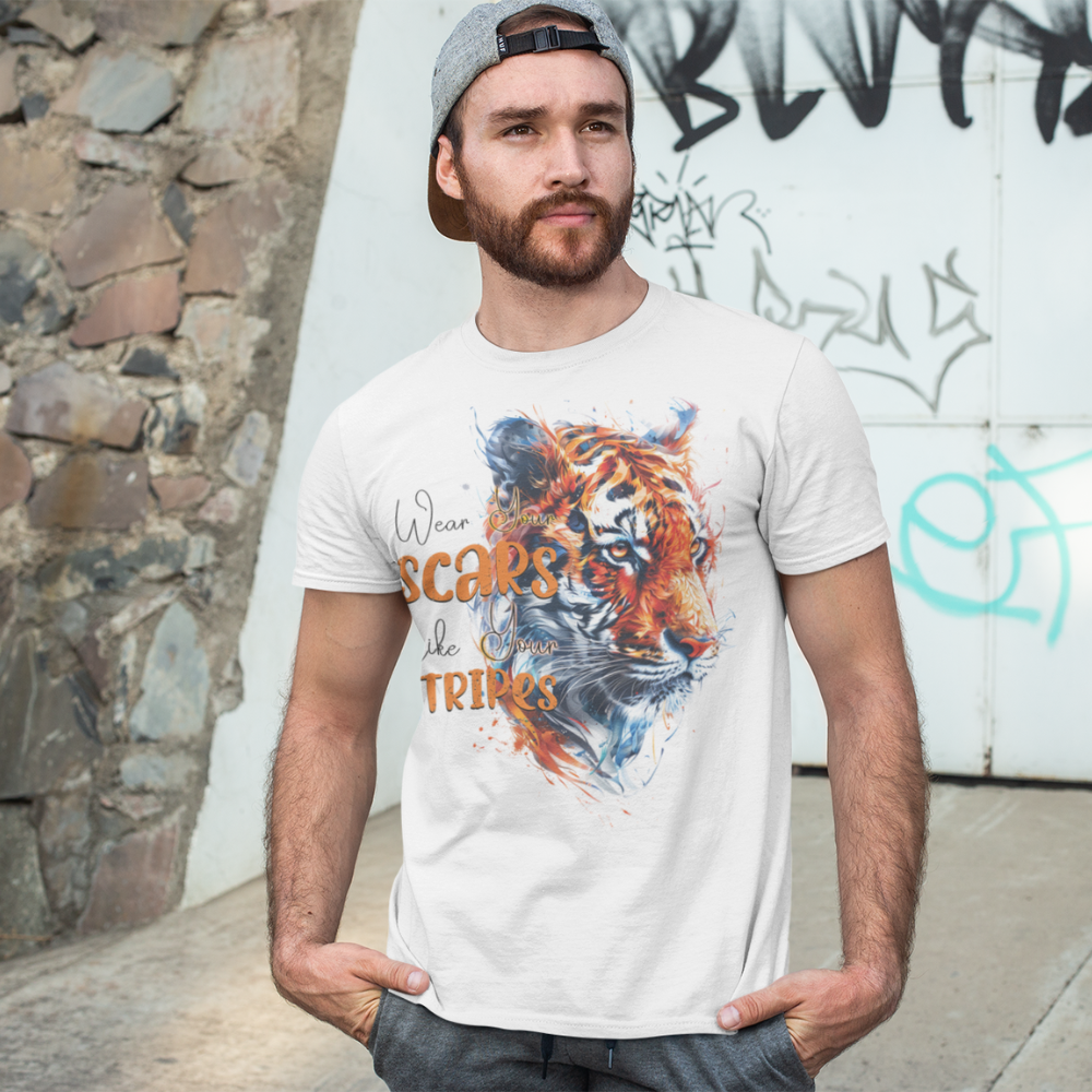 "Wear Scars Like Stripes" Tiger Motivation Unisex T-Shirt