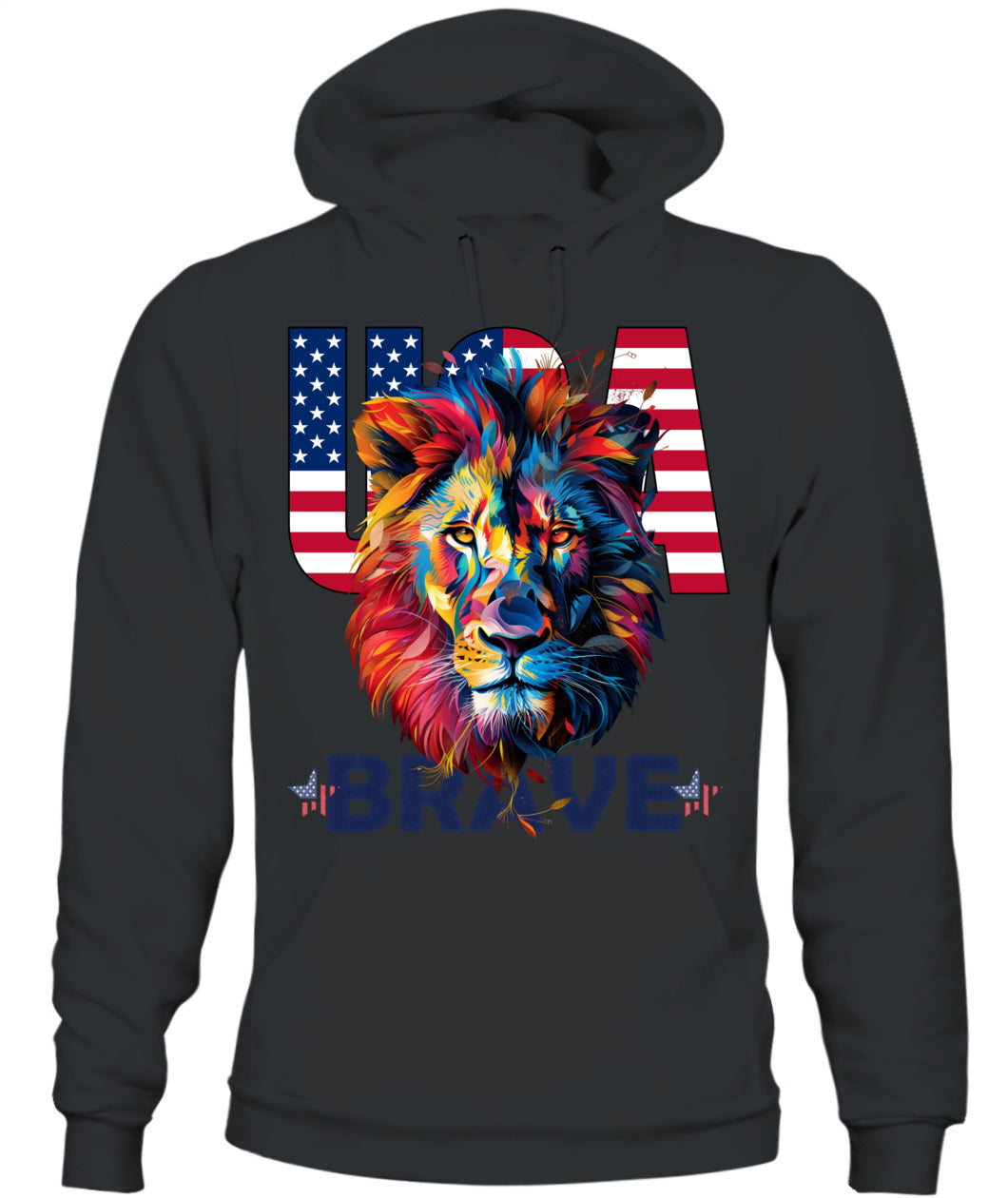 Brave Lion USA Flag Hoodie