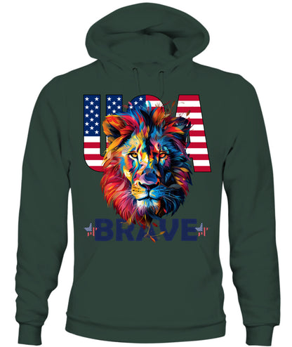 Brave Lion USA Flag Hoodie