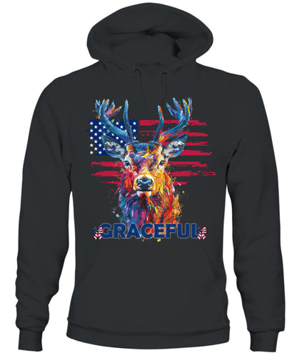 Graceful Deer American Flag Hoodie