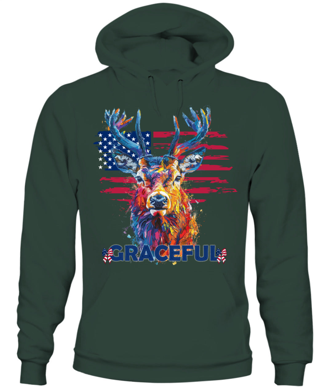 Graceful Deer American Flag Hoodie
