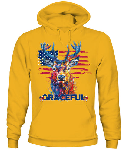 Graceful Deer American Flag Hoodie