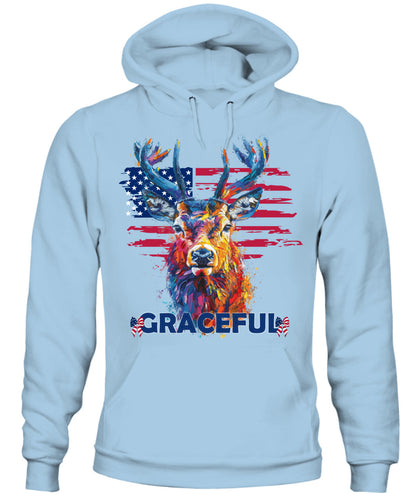 Graceful Deer American Flag Hoodie