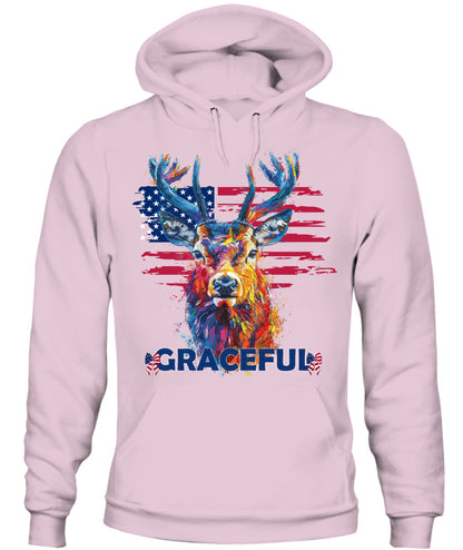 Graceful Deer American Flag Hoodie