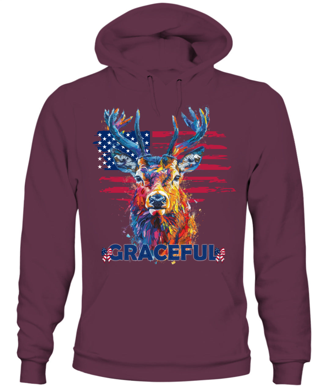 Graceful Deer American Flag Hoodie