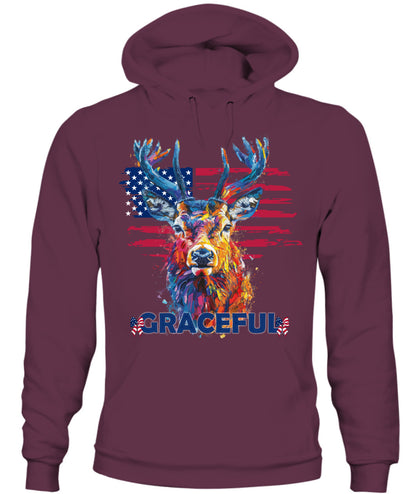 Graceful Deer American Flag Hoodie