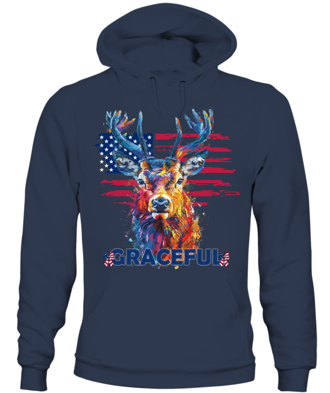 Graceful Deer American Flag Hoodie