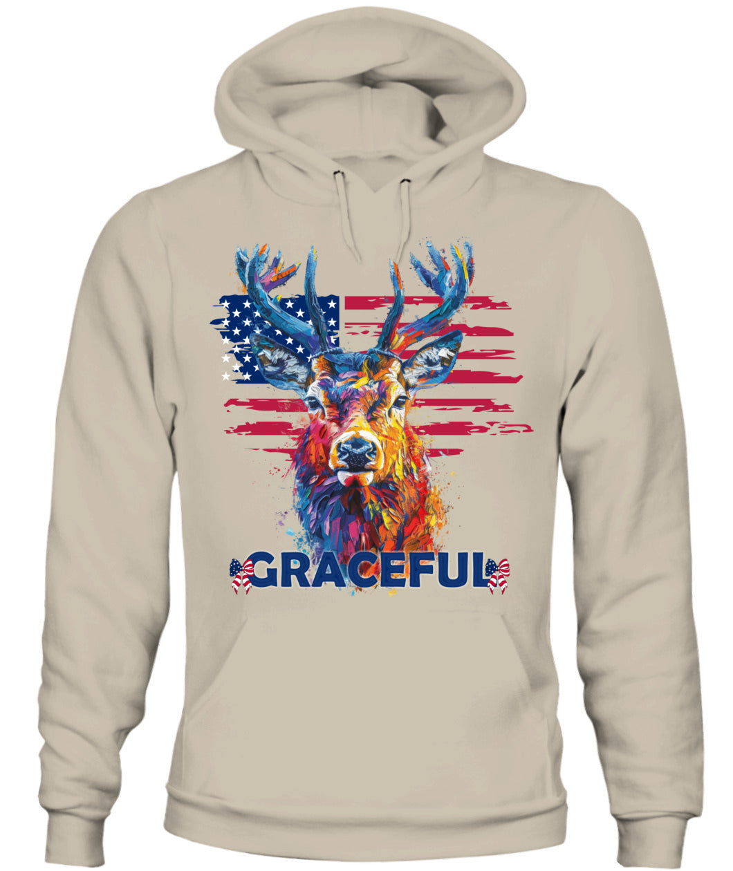 Graceful Deer American Flag Hoodie