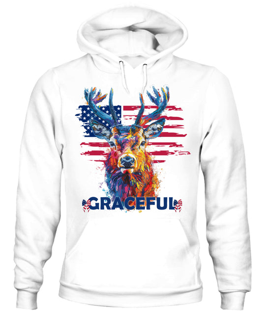 Graceful Deer American Flag Hoodie