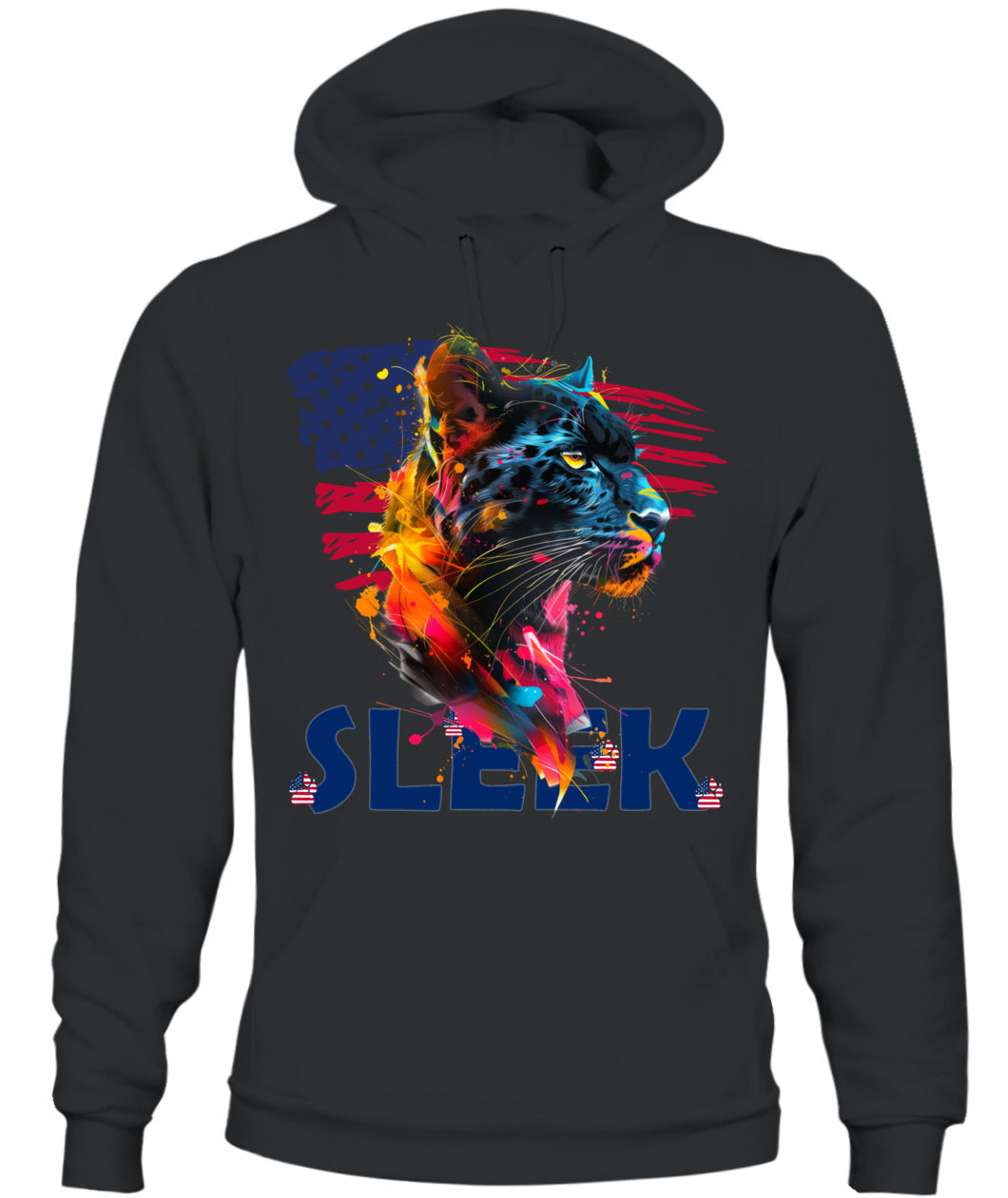 Sleek Panther American Flag Hoodie