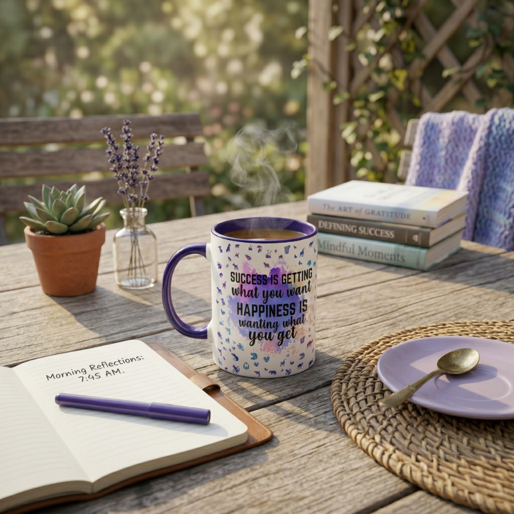 Success Is Getting What You Want - Navy Watercolor Mug - Statement Mug
