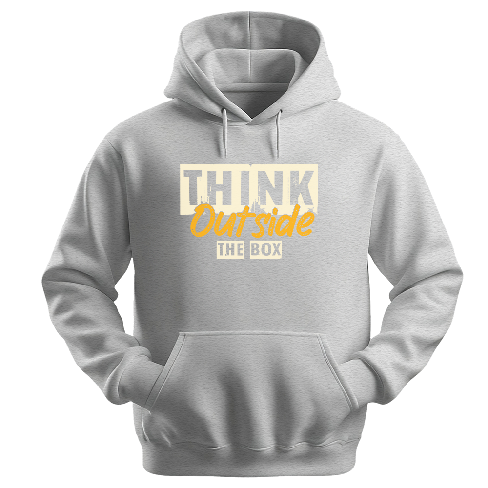 "Think Outside The Box" Grunge Typography Graphic Pullover, Creative Mindset Design - Colorizeyou Unisex Hoodie