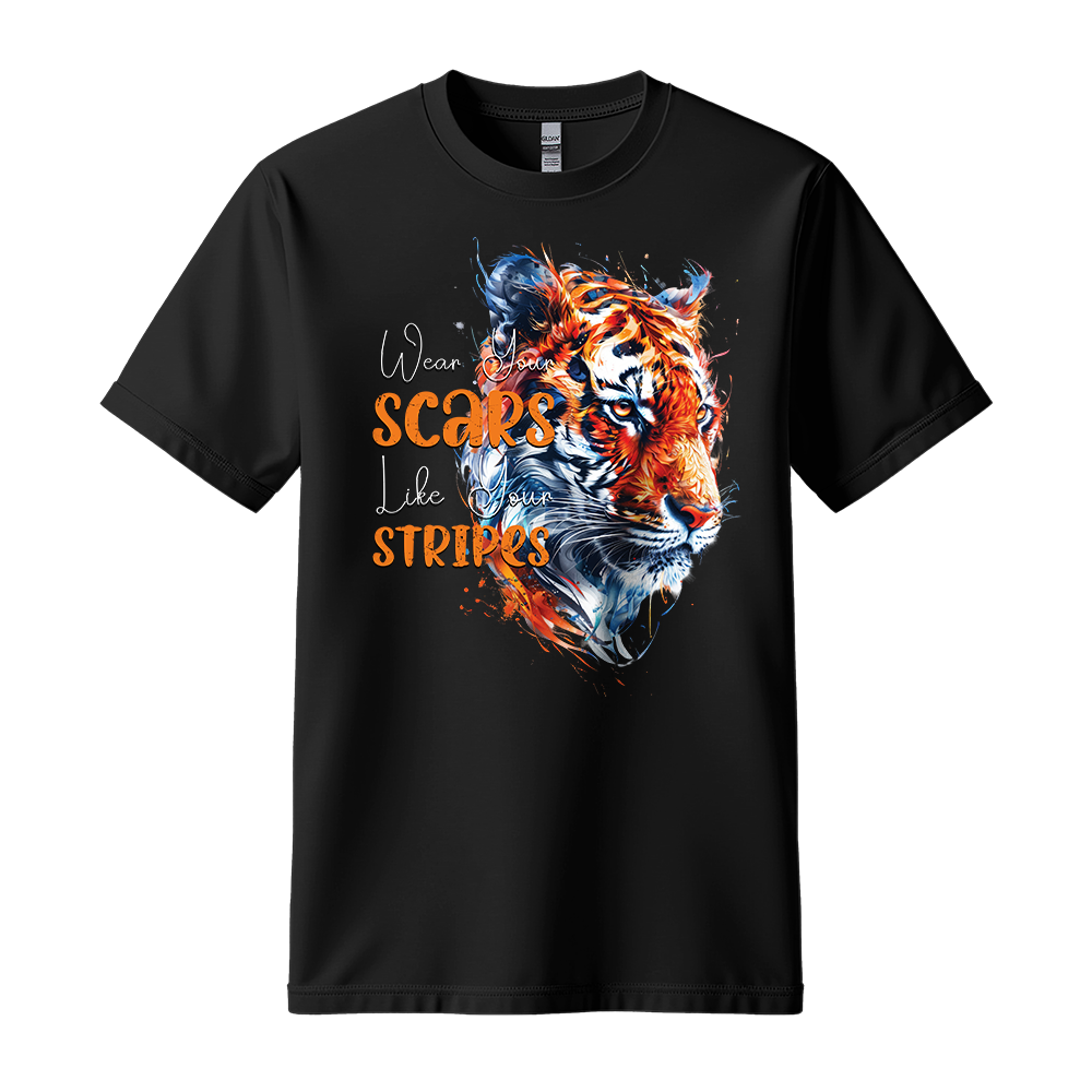 "Wear Scars Like Stripes" Tiger Motivation Unisex T-Shirt