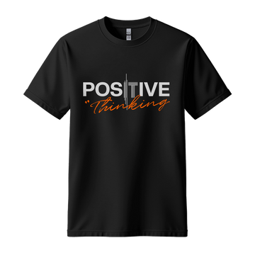 "Positive Thinking" Modern Typography Graphic Tee, Orange Script Design - Colorizeyou Unisex T-Shirt