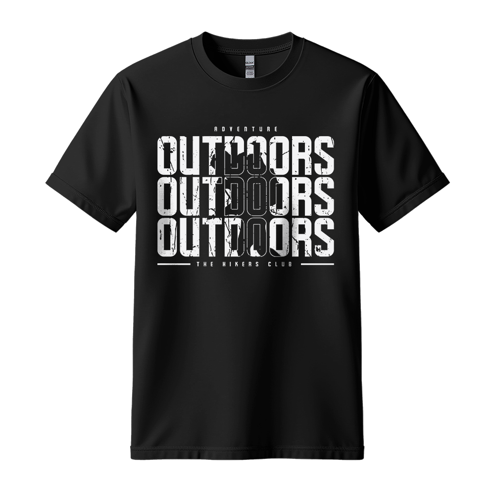 Outdoors The Hikers Club - Unisex T-Shirt - Outdoor Tee - Black