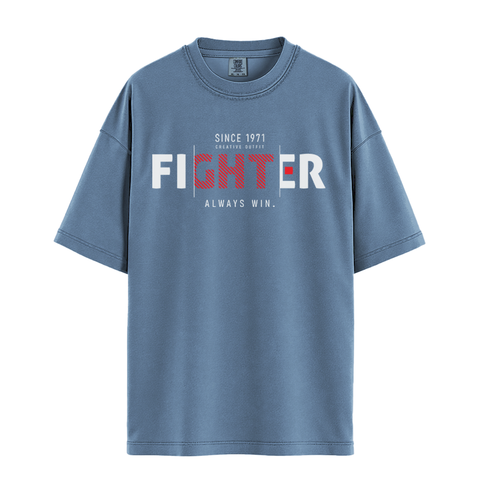 Fighter Always Win - Unisex T-Shirt - Premium Comfort Colors - Blue Jean