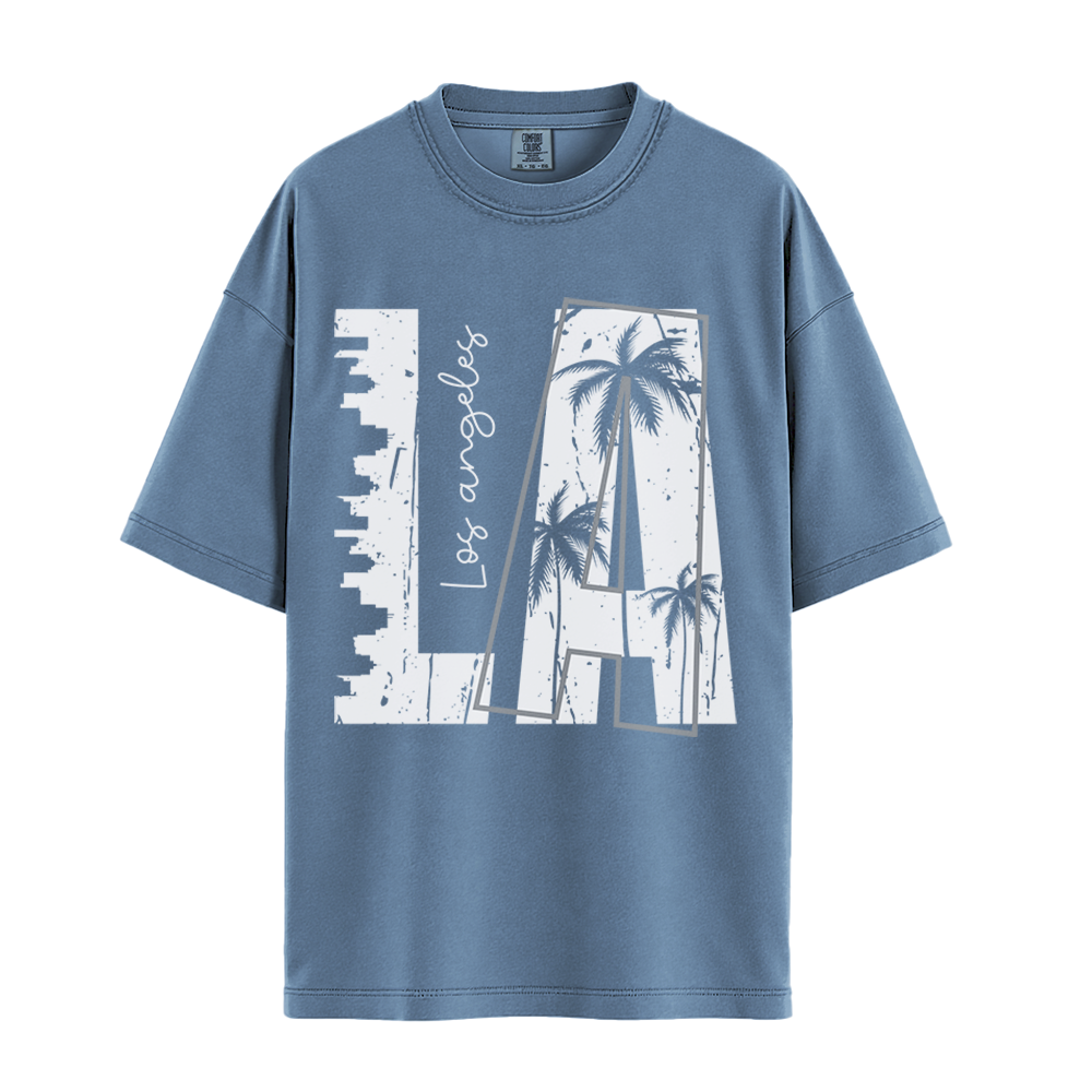 LA Los Angeles - Unisex T-Shirt - Premium Comfort Colors - Blue Jean