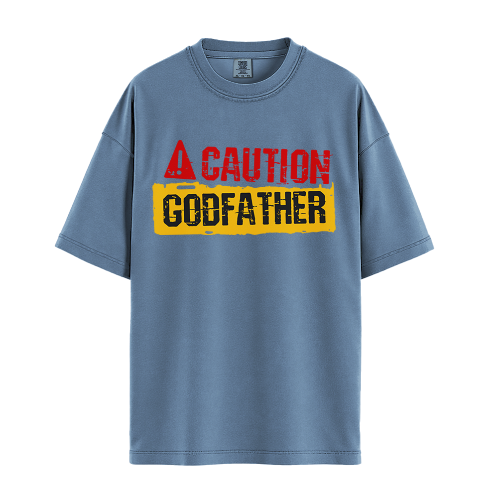 Caution Godfather - Unisex T-Shirt - Premium Comfort Colors - Blue Jean