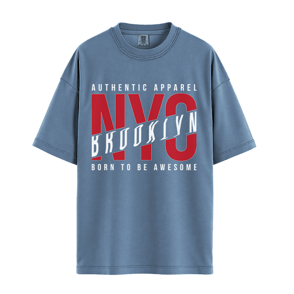 NYC Brooklyn Born To Be Awesome - Unisex T-Shirt - Premium Comfort Colors - Blue Jean