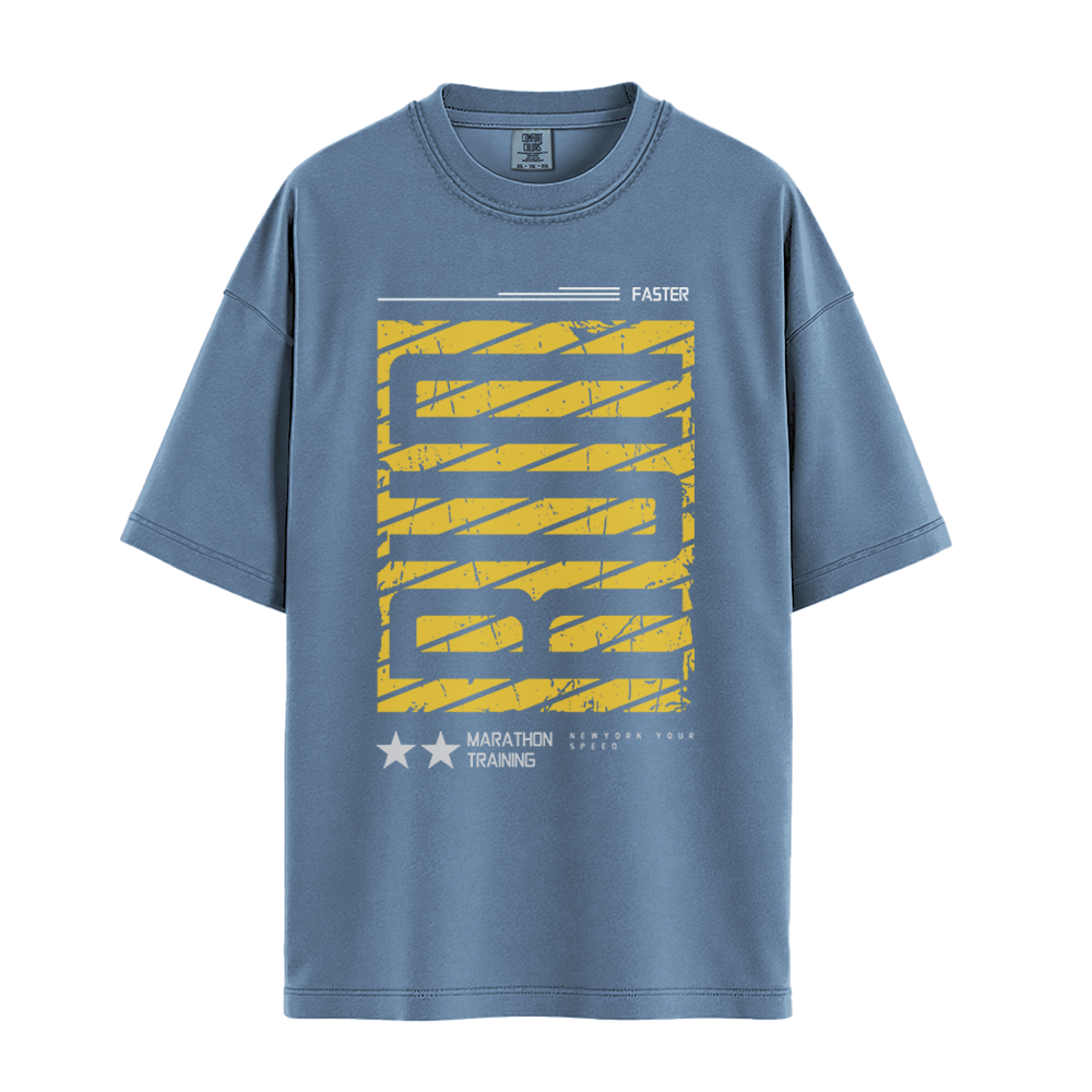 Run Faster Marathon Training - Unisex T-Shirt - Premium Comfort Colors - Blue Jean