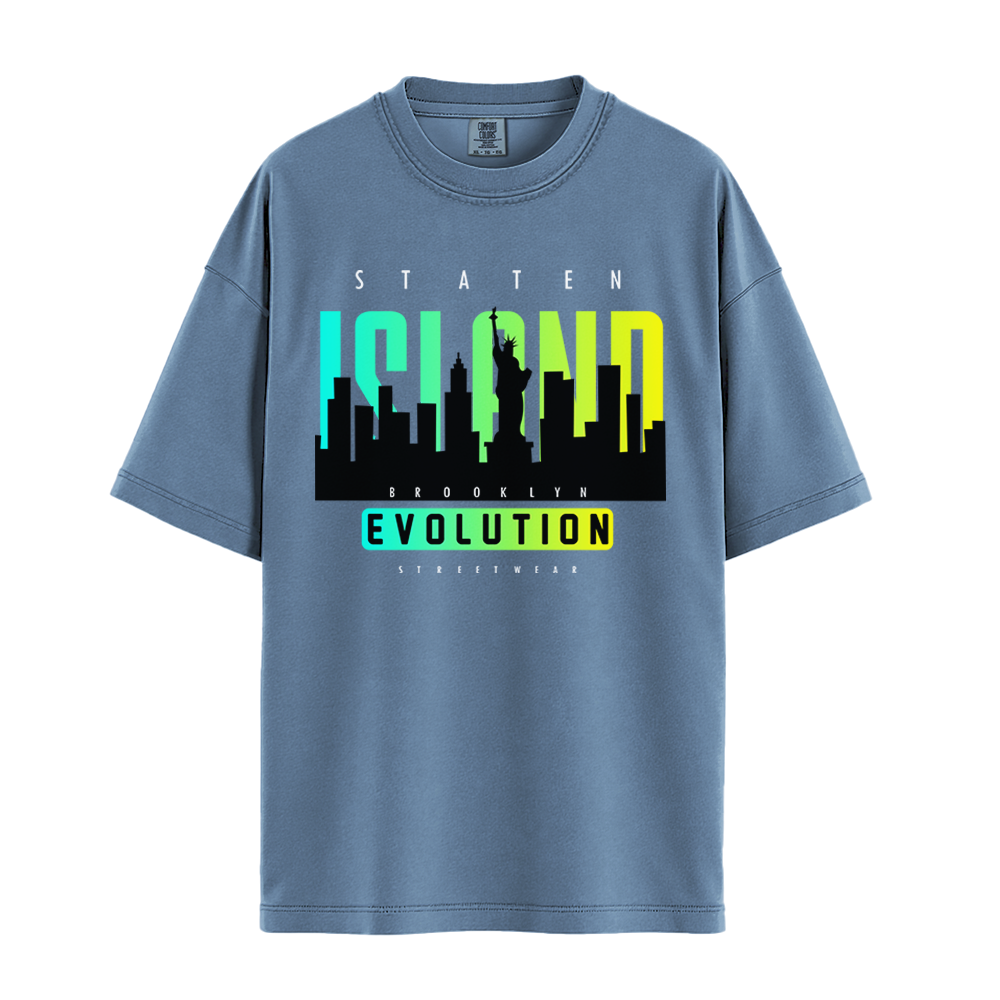 Staten Island Evolution - Unisex T-Shirt - Premium Comfort Colors - Blue Jean