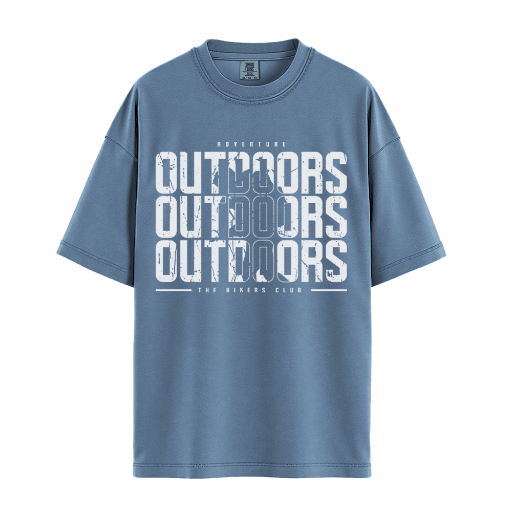 Outdoors The Hikers Club - Unisex T-Shirt - Premium Comfort Colors - Blue Jean