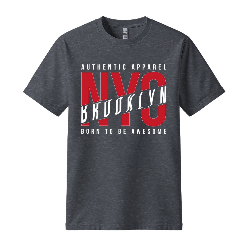 NYC Brooklyn Born To Be Awesome - Unisex T-Shirt - City Tee - Dark Heather