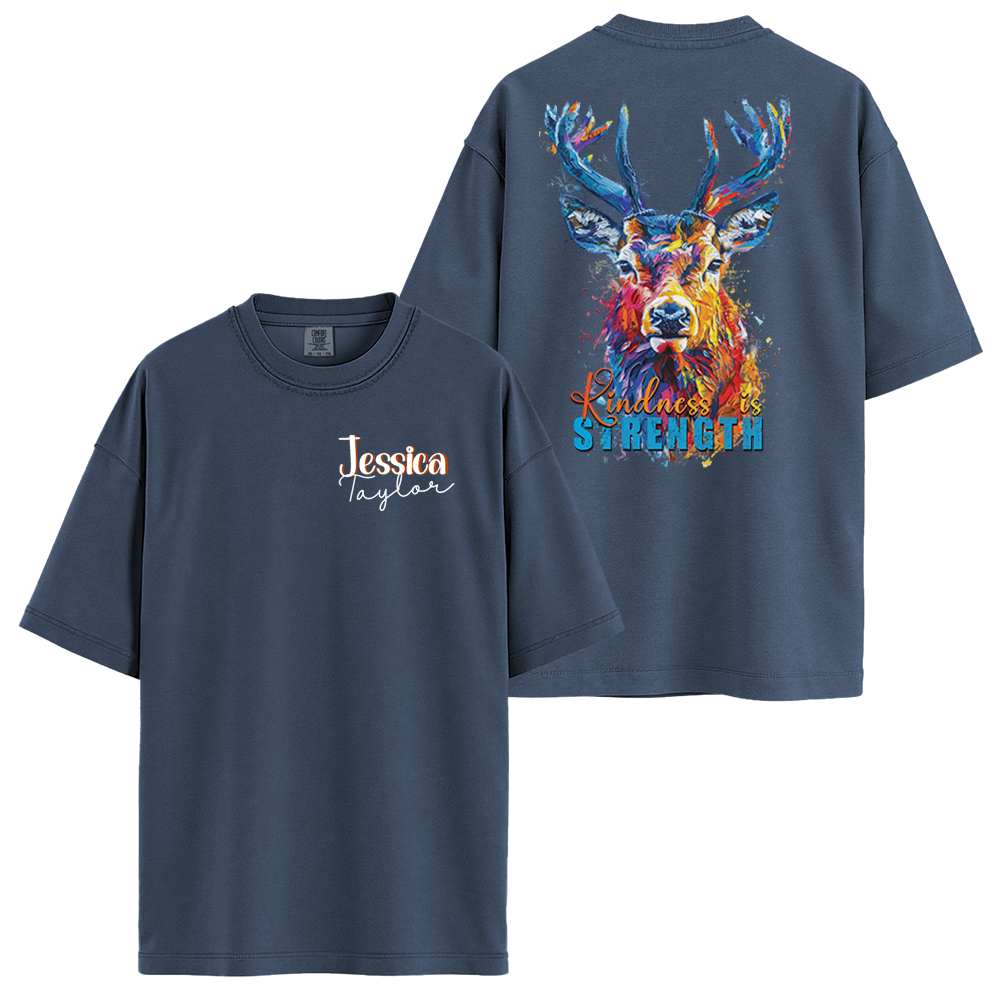 Personalize - Kindness Is Strength Deer - Positive Quote Shirts - Unisex T-shirt