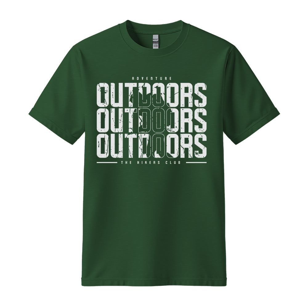 Outdoors The Hikers Club - Unisex T-Shirt - Outdoor Tee - Forest Green