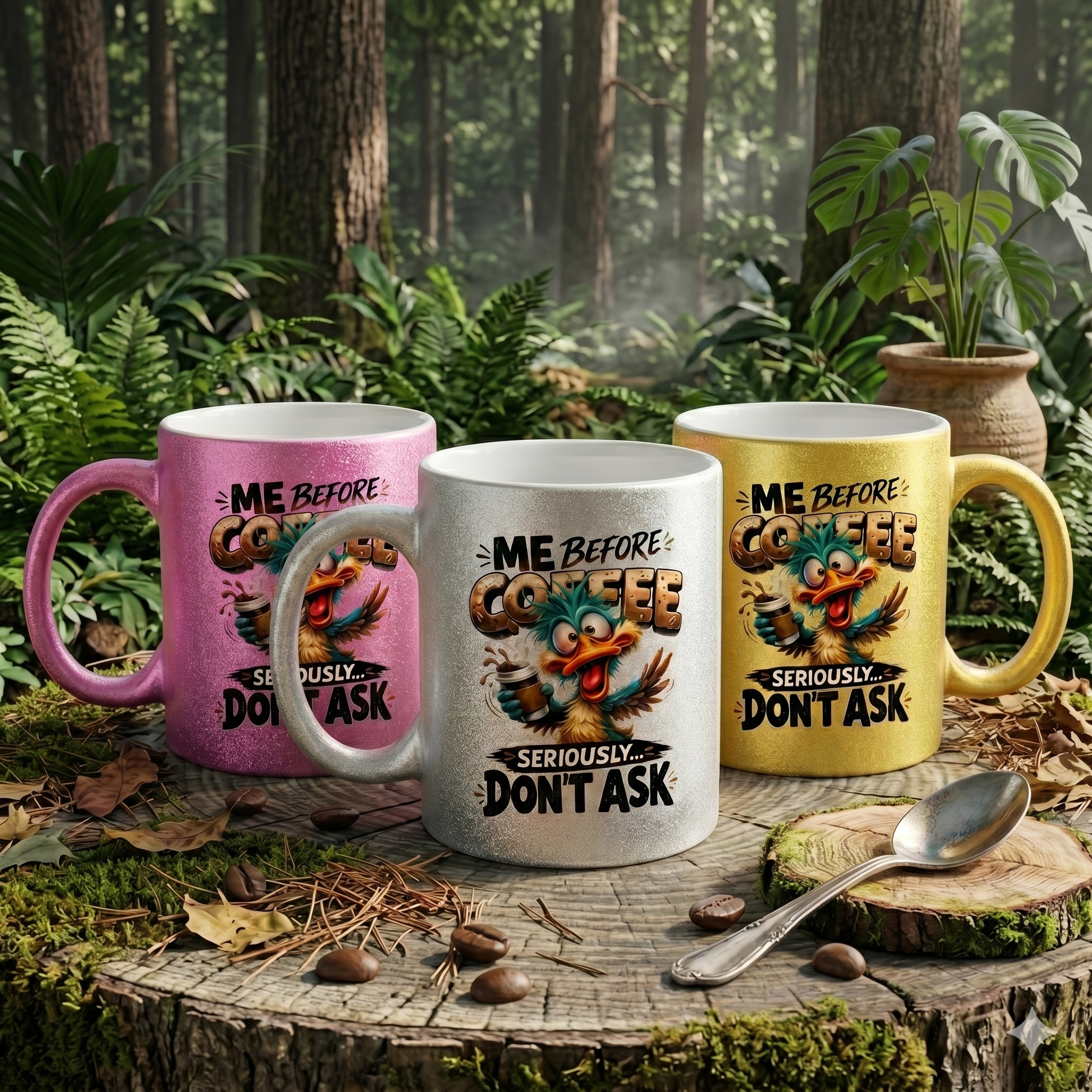 Me Before Coffee Seriously Don't Ask - Duck 11oz Metallic Mug - Funny Coffee Mug