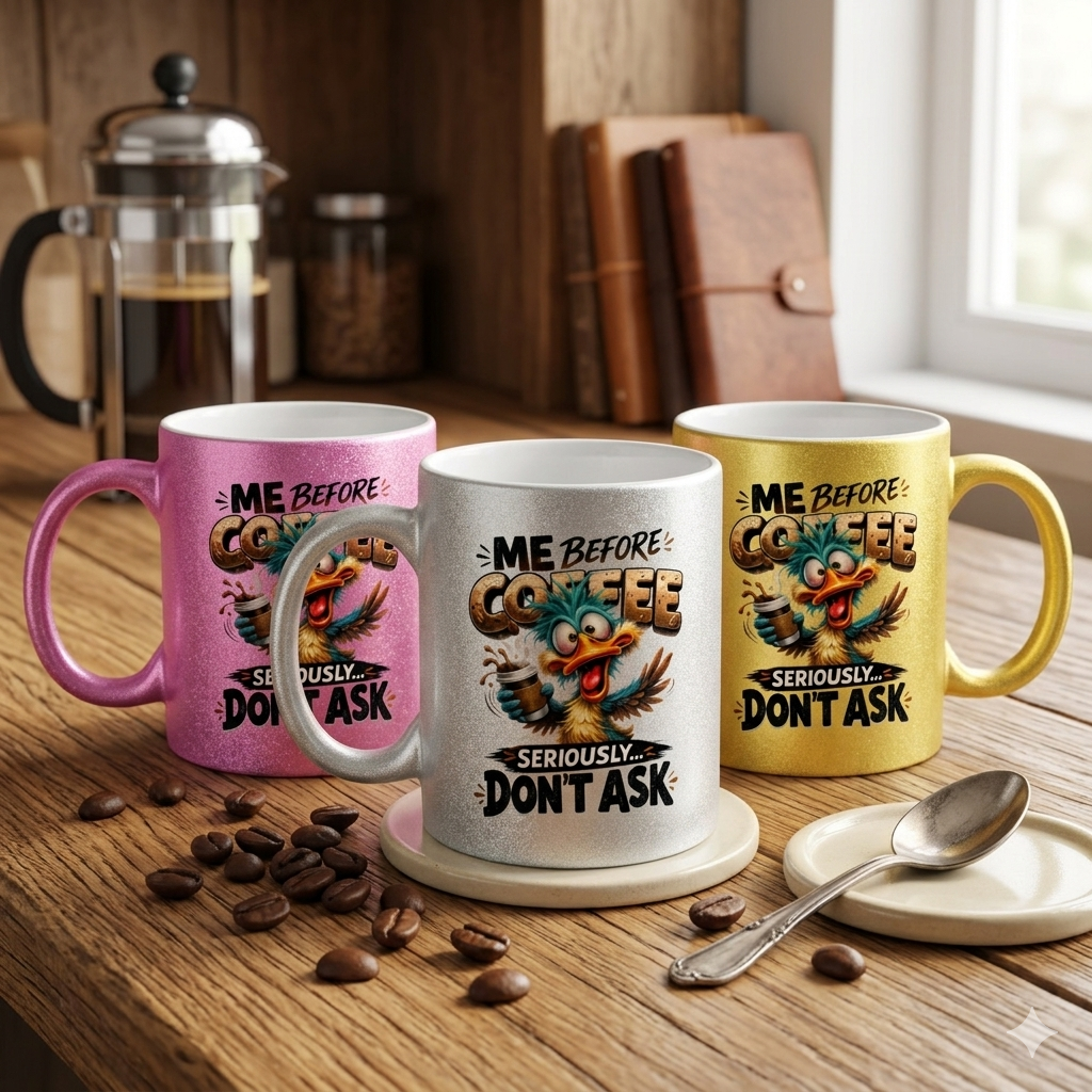 Me Before Coffee Seriously Don't Ask - Duck 11oz Metallic Mug - Funny Coffee Mug