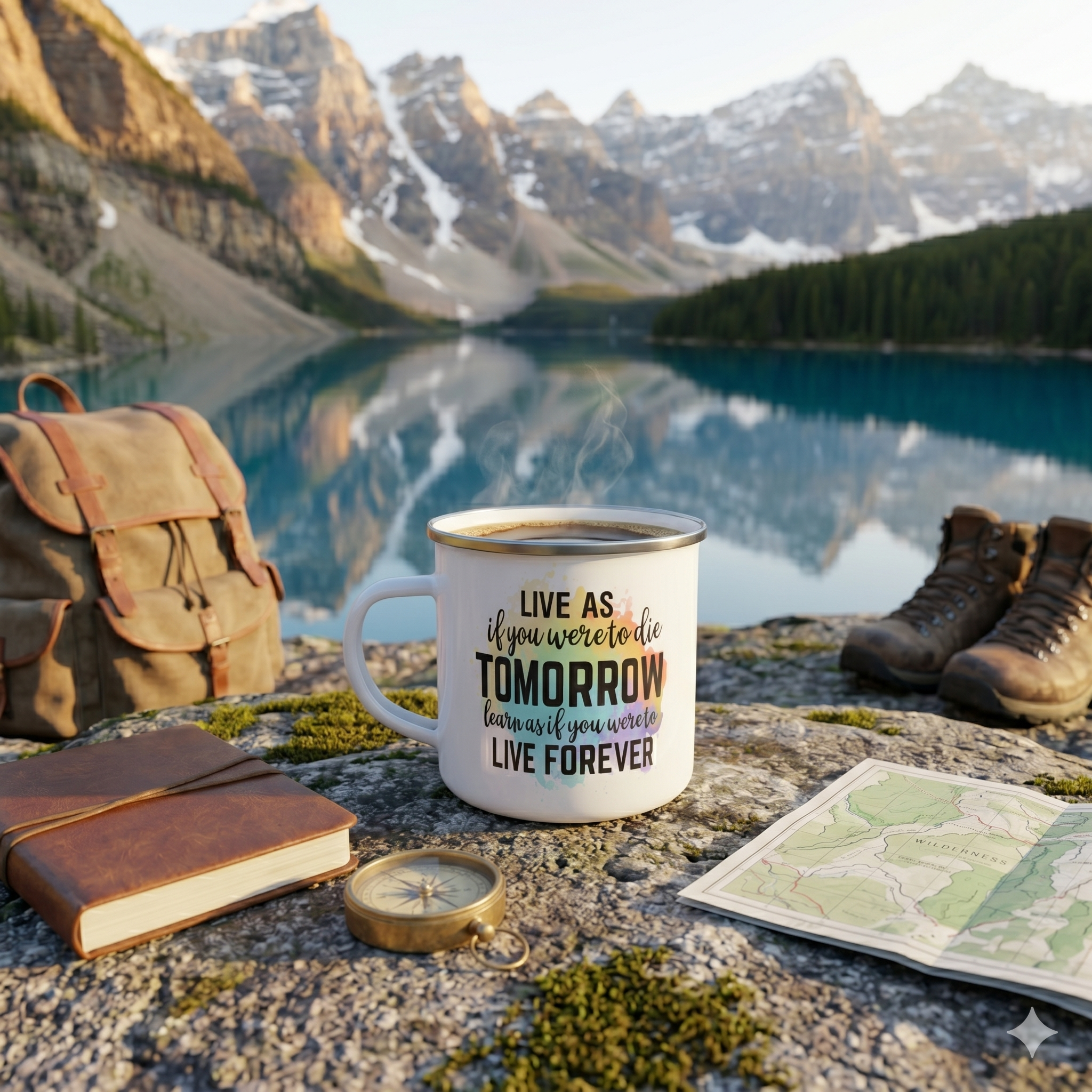 Live As If You Were To Die Tomorrow - 12oz Enamel Camping Mug - Inspirational Mug