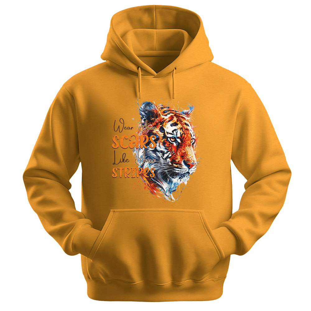 "Wear Scars Like Stripes" Tiger Inspirational Unisex Hoodie