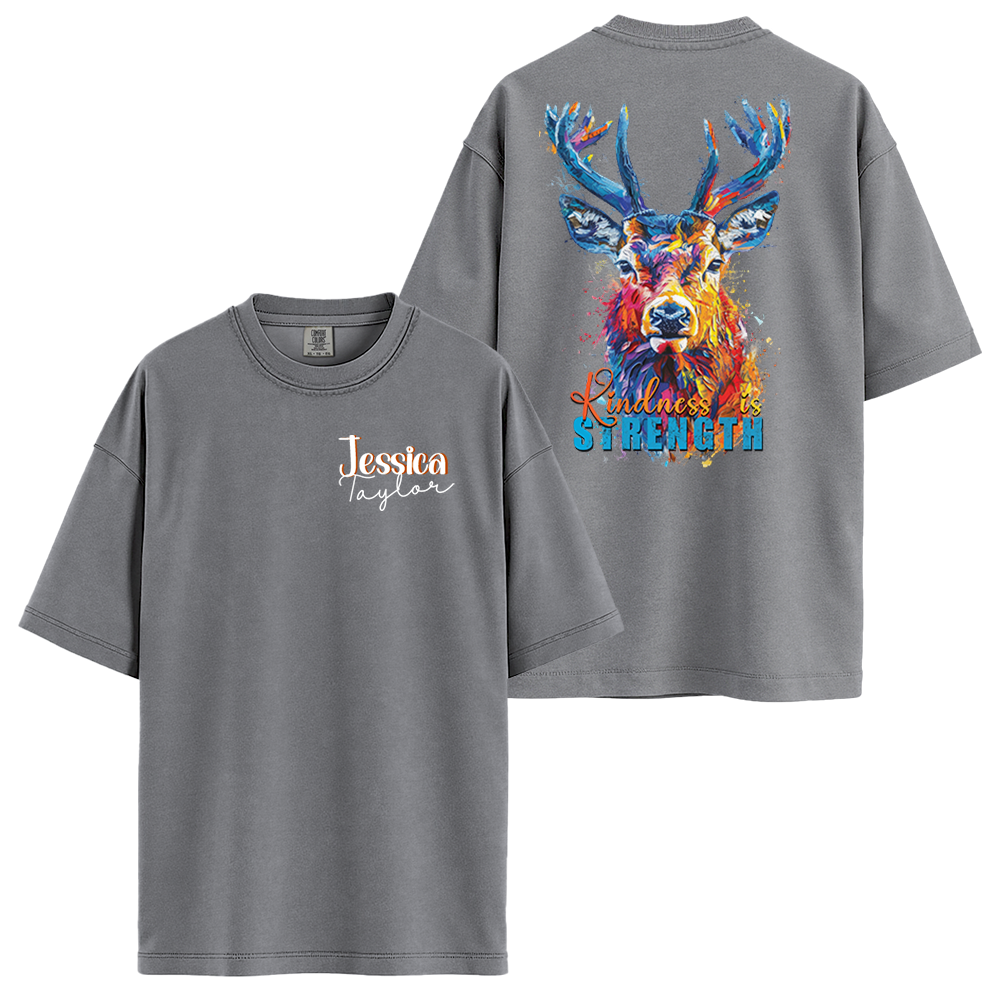 Personalize - Kindness Is Strength Deer - Positive Quote Shirts - Unisex T-shirt