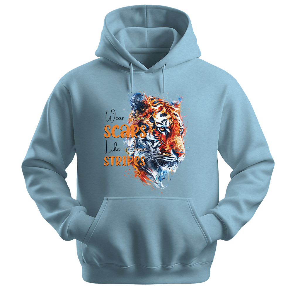 "Wear Scars Like Stripes" Tiger Inspirational Unisex Hoodie