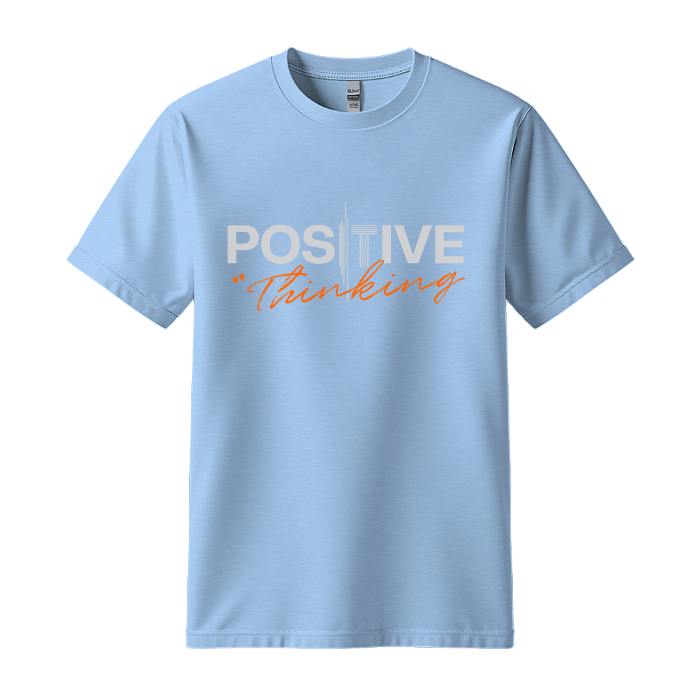 "Positive Thinking" Modern Typography Graphic Tee, Orange Script Design - Colorizeyou Unisex T-Shirt