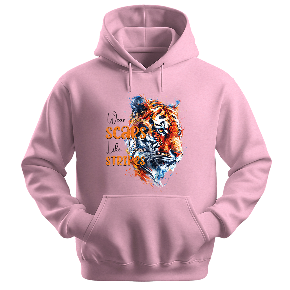 "Wear Scars Like Stripes" Tiger Inspirational Unisex Hoodie