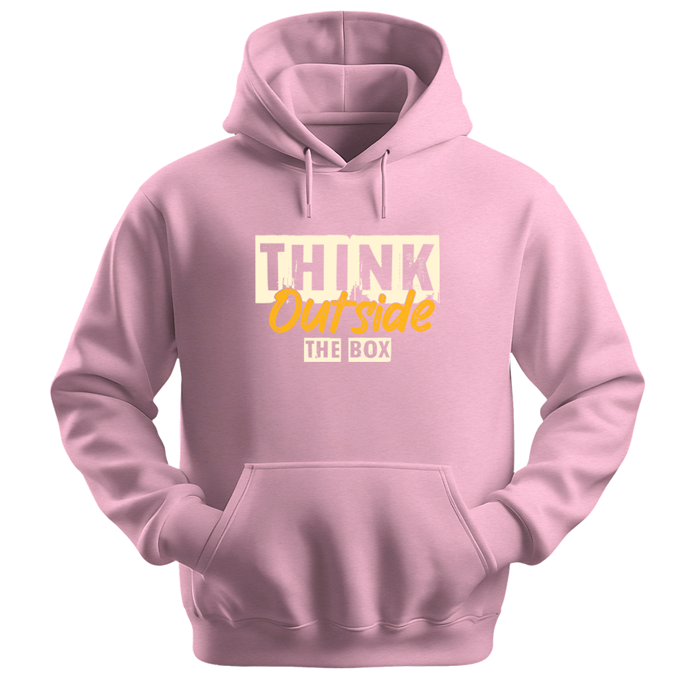 "Think Outside The Box" Grunge Typography Graphic Pullover, Creative Mindset Design - Colorizeyou Unisex Hoodie
