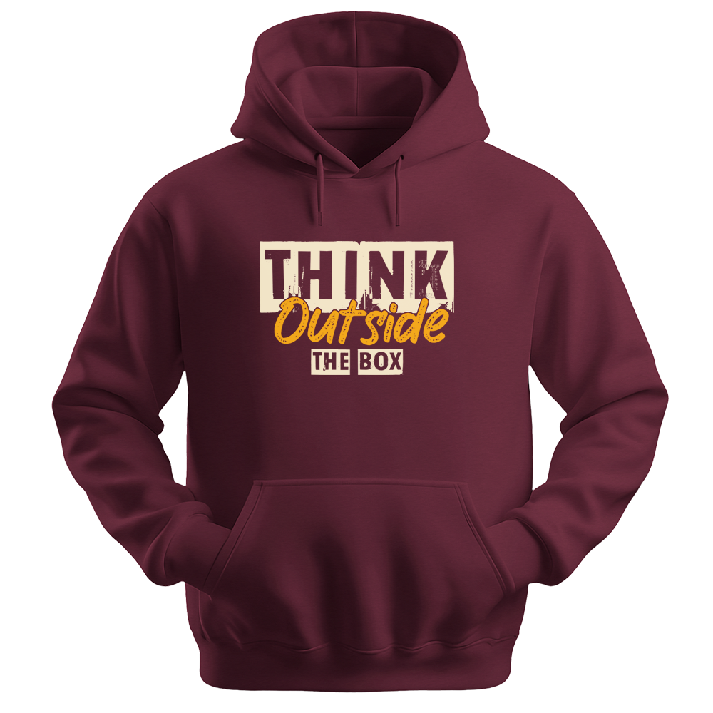 "Think Outside The Box" Grunge Typography Graphic Pullover, Creative Mindset Design - Colorizeyou Unisex Hoodie