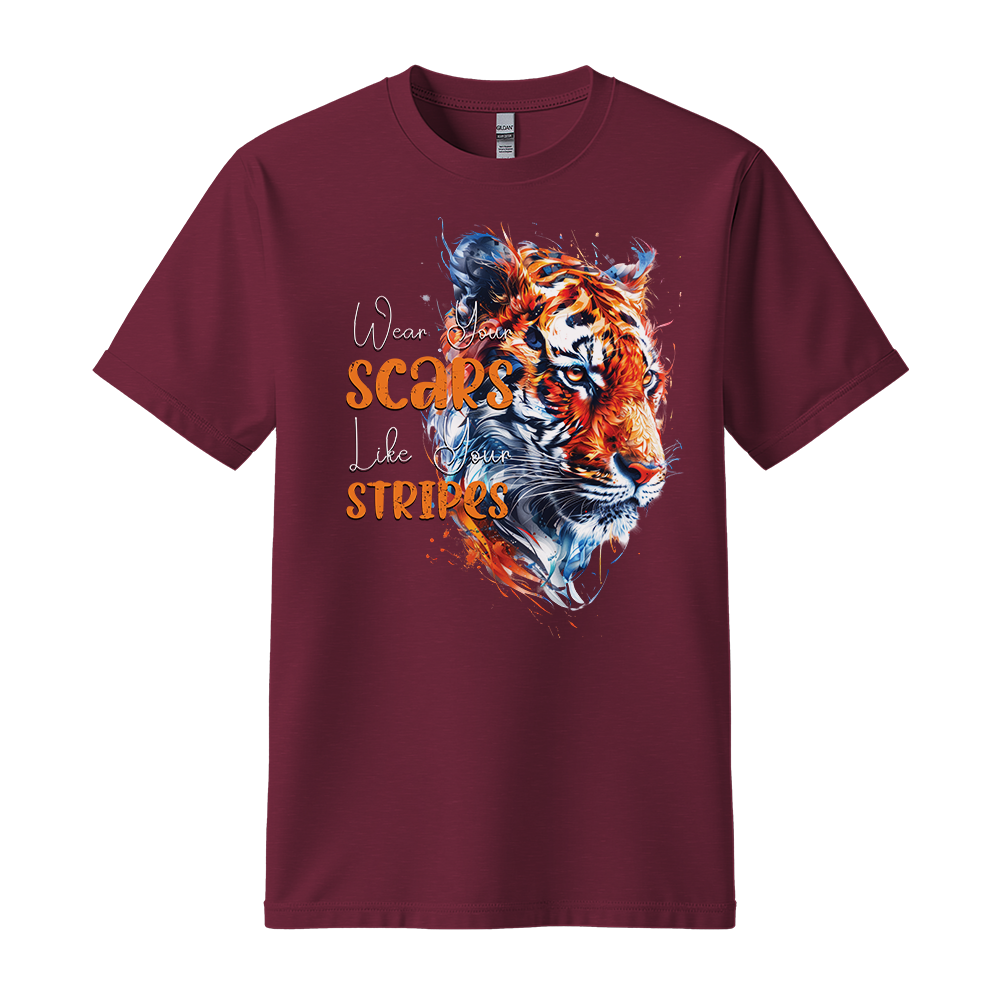 "Wear Scars Like Stripes" Tiger Motivation Unisex T-Shirt